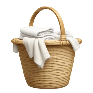 Light beige laundry raffia basket with white clothes sticker