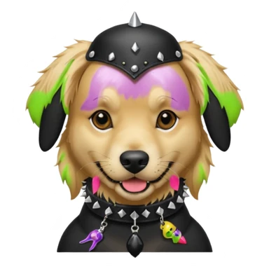 golden retriever dog wearing goth accessories sticker