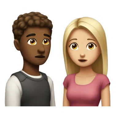 Annoyed girl next to silly boy sticker