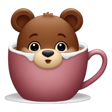 Baby bear inside of a cup of hot cocoa. Burgundy colored cup. The bear fits perfectly￼ in the cup. sticker
