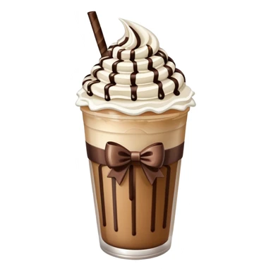 A frappe with a bow on top sticker
