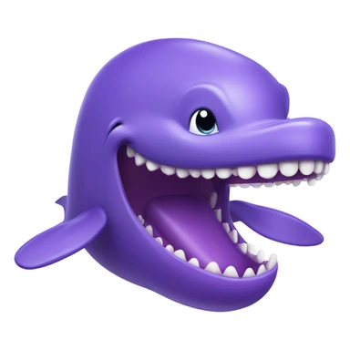 purple whale swimming with open mouth sticker
