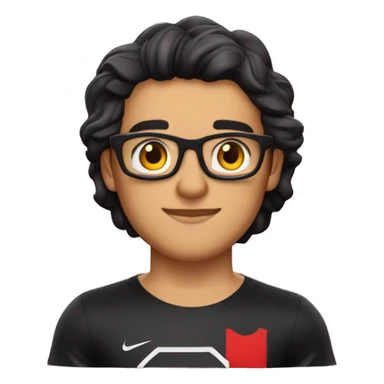 Menino moreno, cabelos liso preto, usando óculos, olhos castanhos com camisa do flamengo  sticker