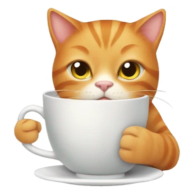 Ginger cat with a cup of tea sticker