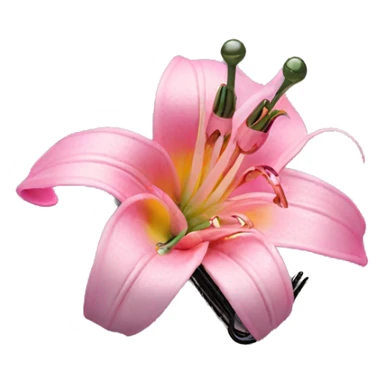 hair claw/clip with pink lily ( accessory)  sticker