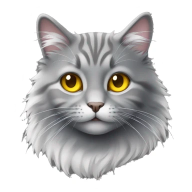 cute fluffy grey cat with white stripe on heat with yellow eyes sticker