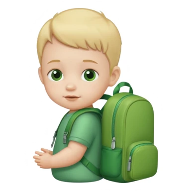 baby baby wear green backpack sticker