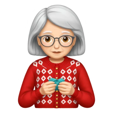 knitting grandma red sweater sticker