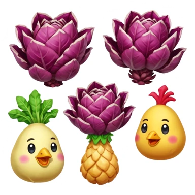 crea emote pack con sfondo trasparente e dimensioni 28x28 56x56 e 112x112 ognuna già con tutte e tre le dimensioni staccate dalle altre con tema radicchi e polli in stile gamer con parole da gaming in font bold colore arcobaleno diverso ad ogni parola sticker