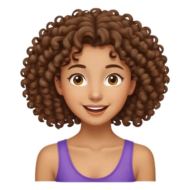 mixed-race girl with curly brown hair, joyful expression sticker