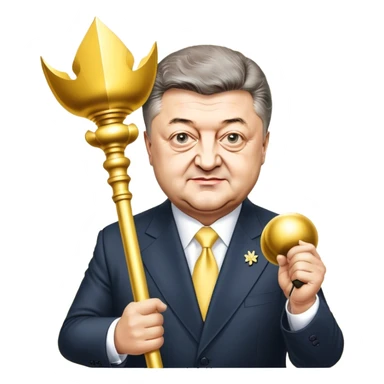 Petro Poroshenko with a mace at the inauguration sticker