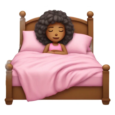girl sleep in her pink bed sticker