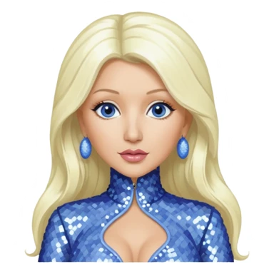 Christina Aguilera with long platinum blonde hair, periwinkle sequin outfit  sticker