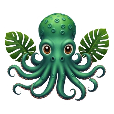 Octopus with monstera plants  sticker