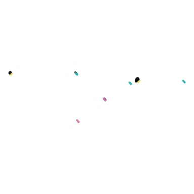 group of three AI-style sparkles arranged together, each sparkle containing a different fabric pattern, clean design sticker