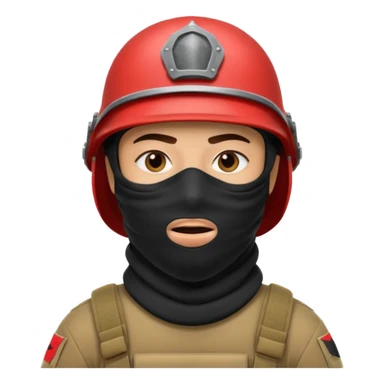 
an Iraqi soldier with a serious face, wearing a helmet and a balaclava covering his mouth sticker