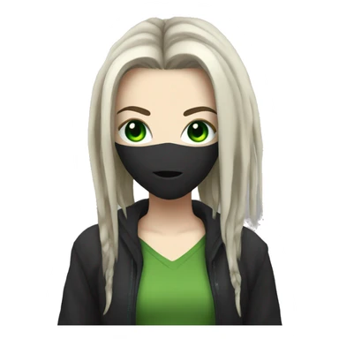 White girl, anonymous, cyberpunk black dreadlocks, green eyes  sticker