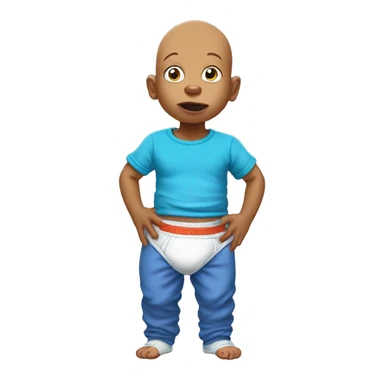 HAIRLESS BABY IN DIAPER WITH BLUE T-SHIRT, RUGRATS sticker