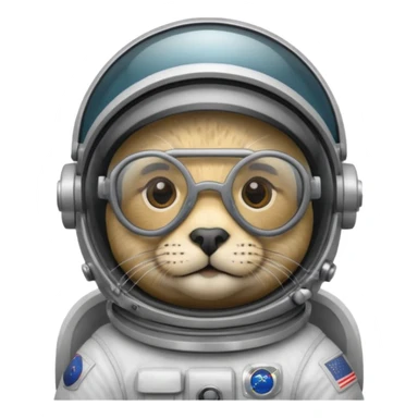 seal wearing glasses in astronaut helmet sticker