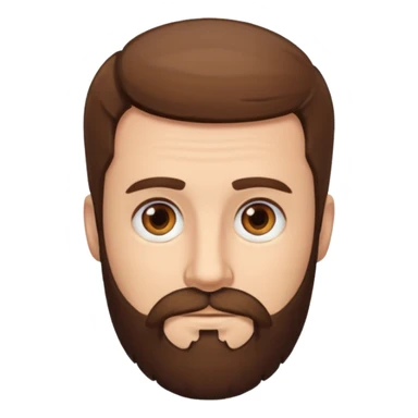 man with short brown hair, brown eyes, and has a brown beard. absolutely no forehead wrinkles  sticker