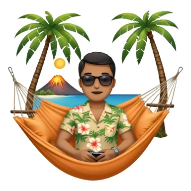 palm tree with hammock in Volcano Island sticker