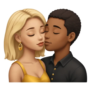 Ebony couple, light skin female brown skin male kissing sticker