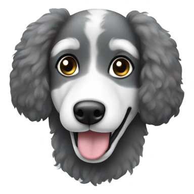 Black, grey, white Husky poodle dog floppy ears and mustache sticker