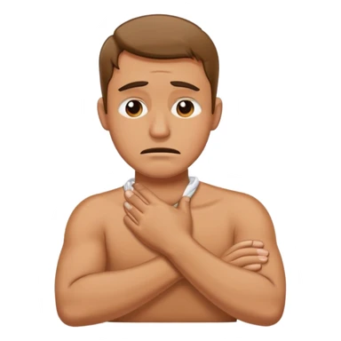 Guy with arms crossed holding his neck while crying sticker