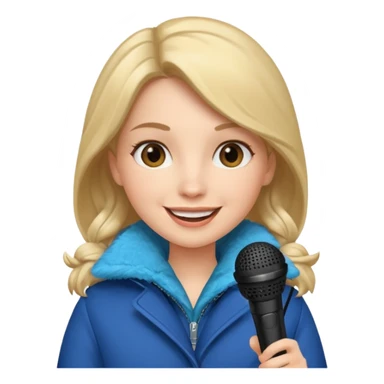 woman with winter clothes holding microphone sticker