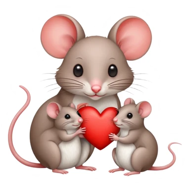 Two mice, a mother and a baby mouse in front of a heart. But only two mice please. sticker