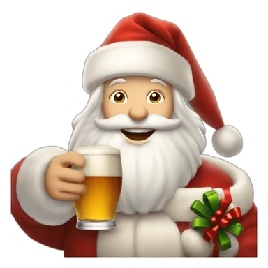 Père Noël qui offre un verre de bière à un enfant comme cadeau sticker
