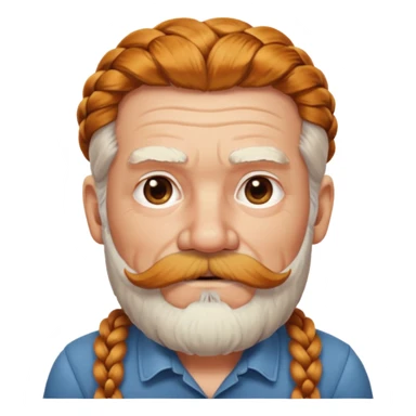 very old, white bearded and white mustached, ginger thick haired, braided, earringed sticker