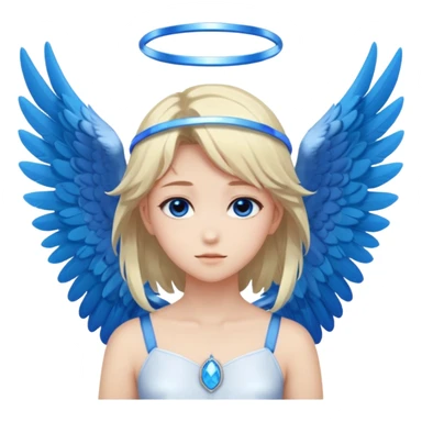 anime style angel with a blue halo and blue wings sticker