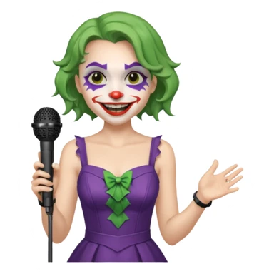 joker with dress, microphone, singing sticker