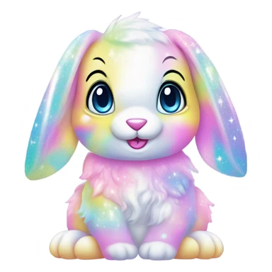 Lisa frank pastel sparkle easter bunny sticker