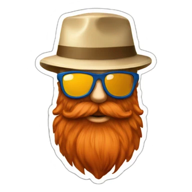 red beard with bucket hat wearing sunglasses drinking beer sticker