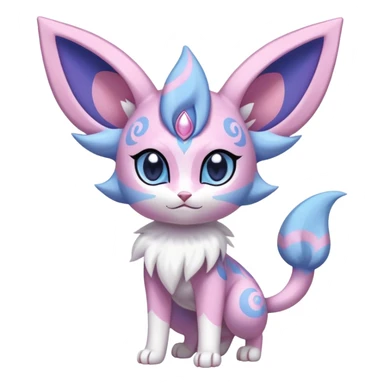 Shiny Exotic Cute Espeon-Sylveon-Purrloin-Meowstic-Hybrid-Creature with pattern-markings sticker