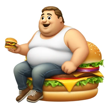 Fat man riding a cheeseburger  sticker