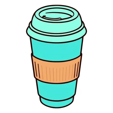 Aqua coffee cup sticker