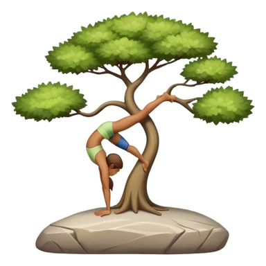 A person stands on a stone doing tree yoga sticker