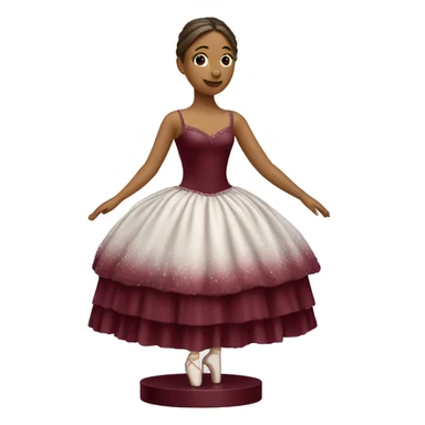 burgundy snowy music box with ballerina standing back sticker
