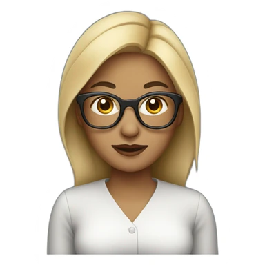 woman with glasses and macbook sticker