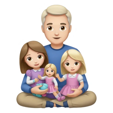 father and daughter playing dolls full body sticker
