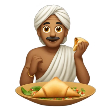 indian man eating a samosa sticker