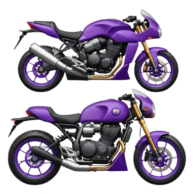 Créer un emoji copiable sur mon système iOS avec une moto mt07 noir mate nacré violet foncée. Mets une nuance intense de le violet foncée et le style de la mt07 doit être en roadster  sticker