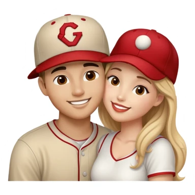 Girl kissing a guy with a baseball hat on sticker