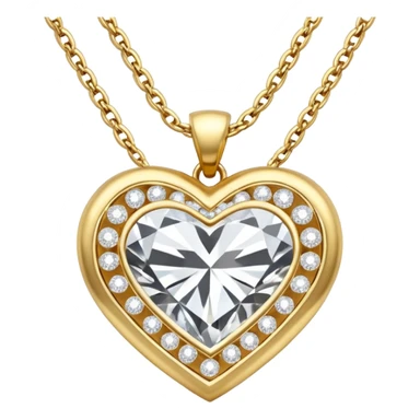 gold chain with a diamond heart pendant sticker