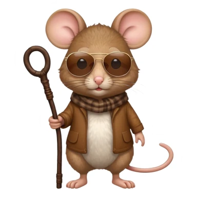mouse with sunglasses and walking stick sticker