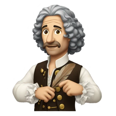 Molière holding a feather in his hand sticker