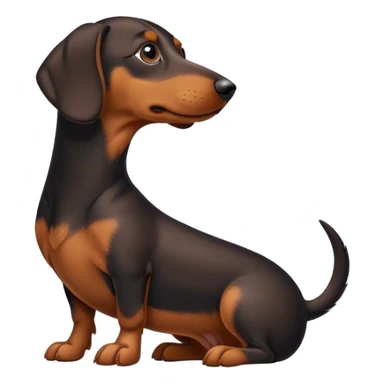 emoji of black and tan wiener dog with short neck sitting down in profile sticker